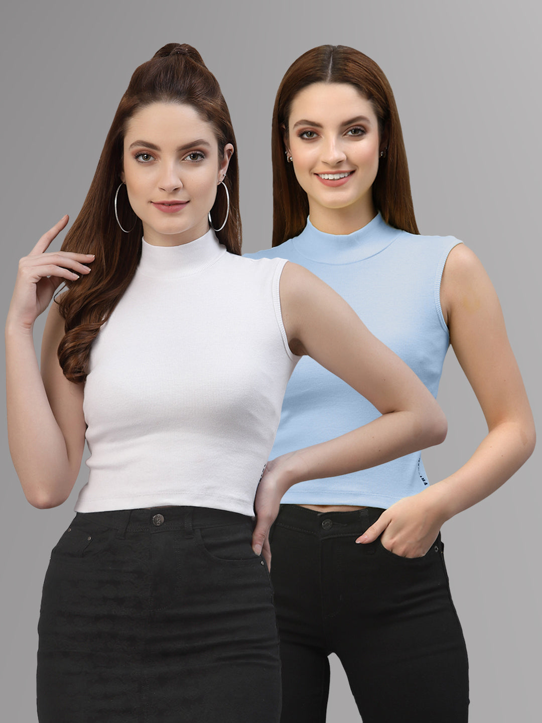 Women Pack Of 2 Solid Crop Top - Friskers