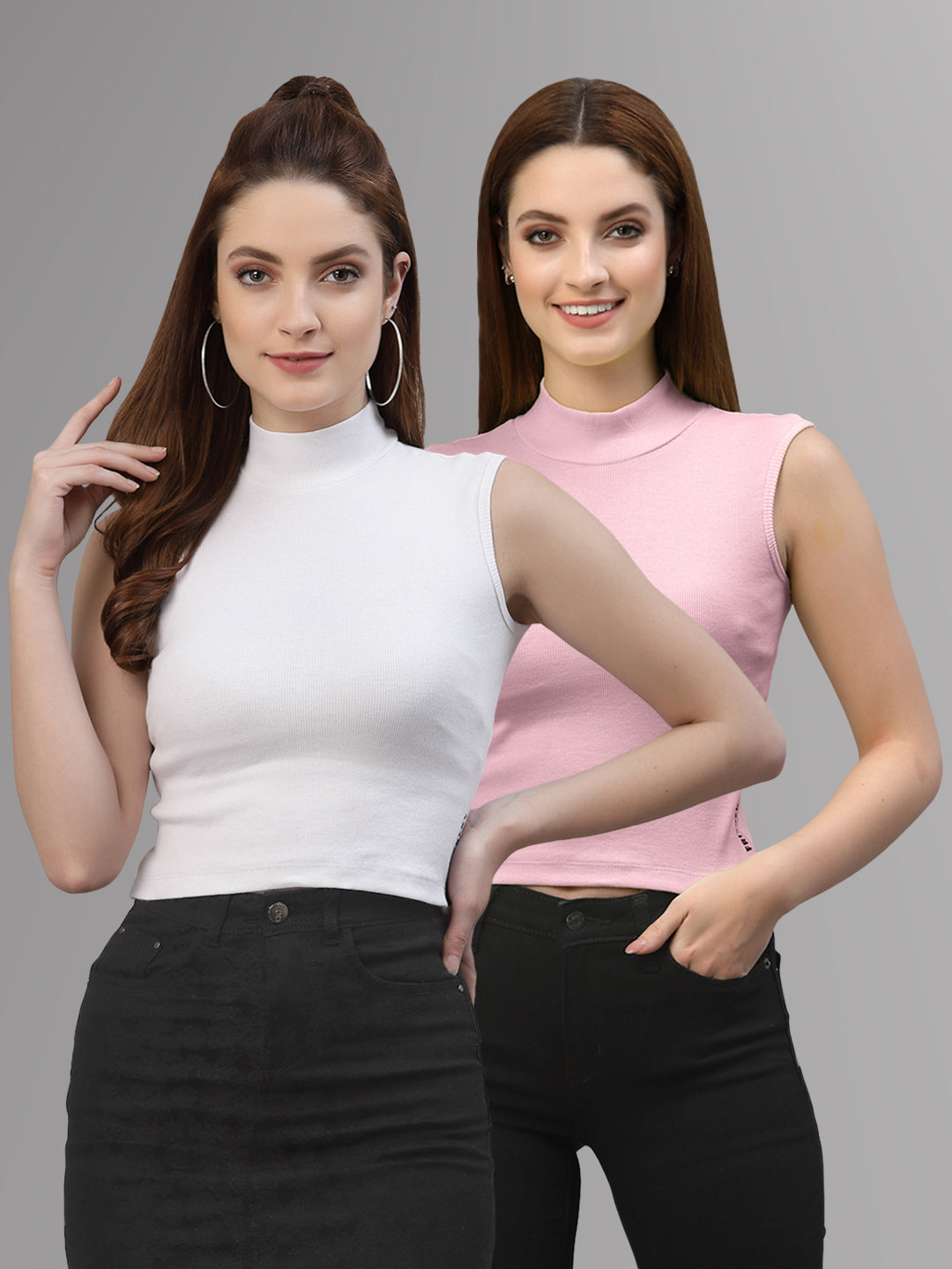 Women Pack Of 2 Solid Crop Top - Friskers