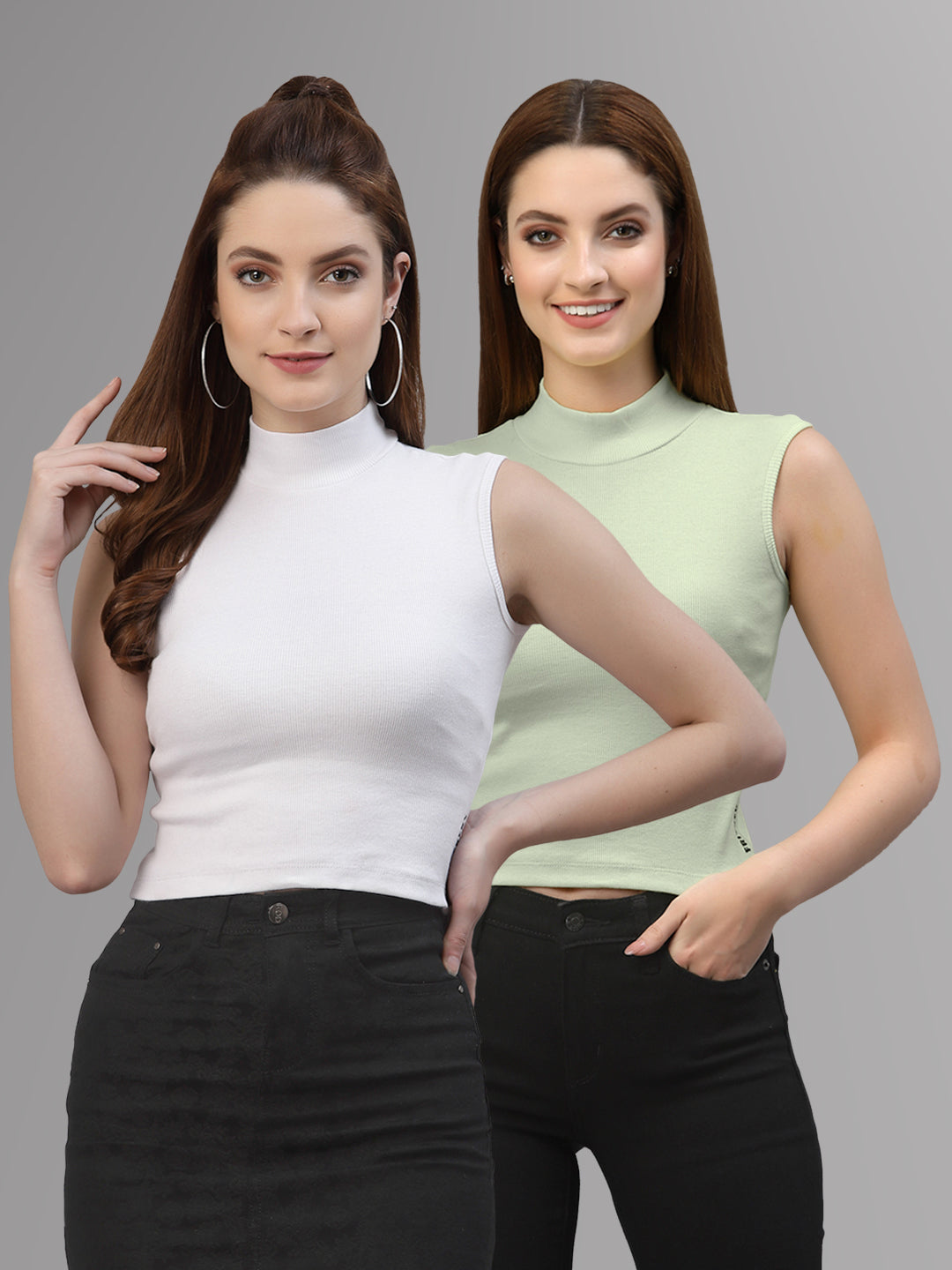 Women Pack Of 2 Solid Crop Top - Friskers