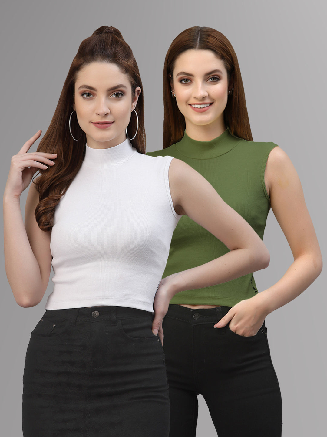 Women Pack Of 2 Solid Crop Top - Friskers