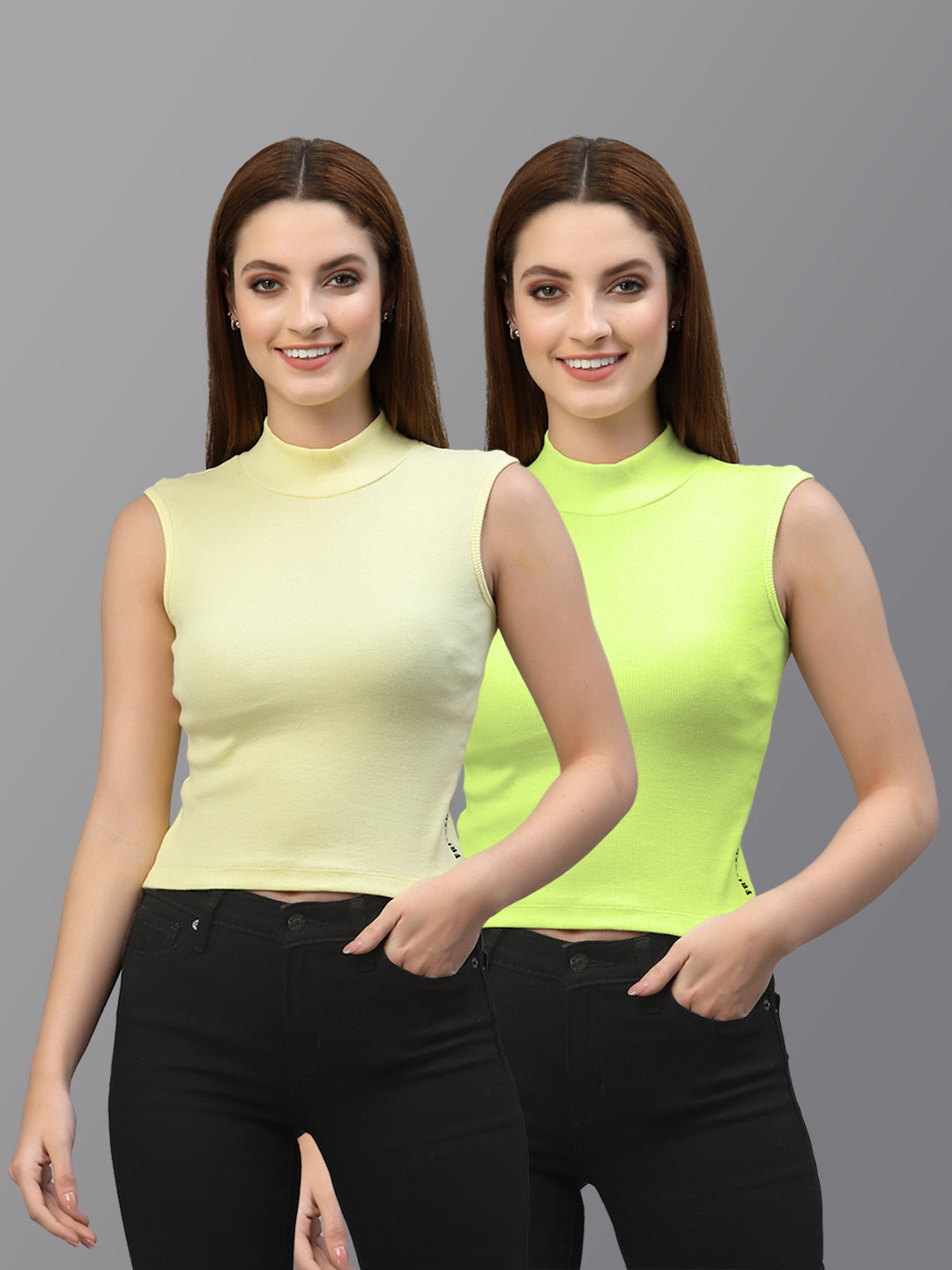 Women Pack Of 2 Solid Crop Top - Friskers
