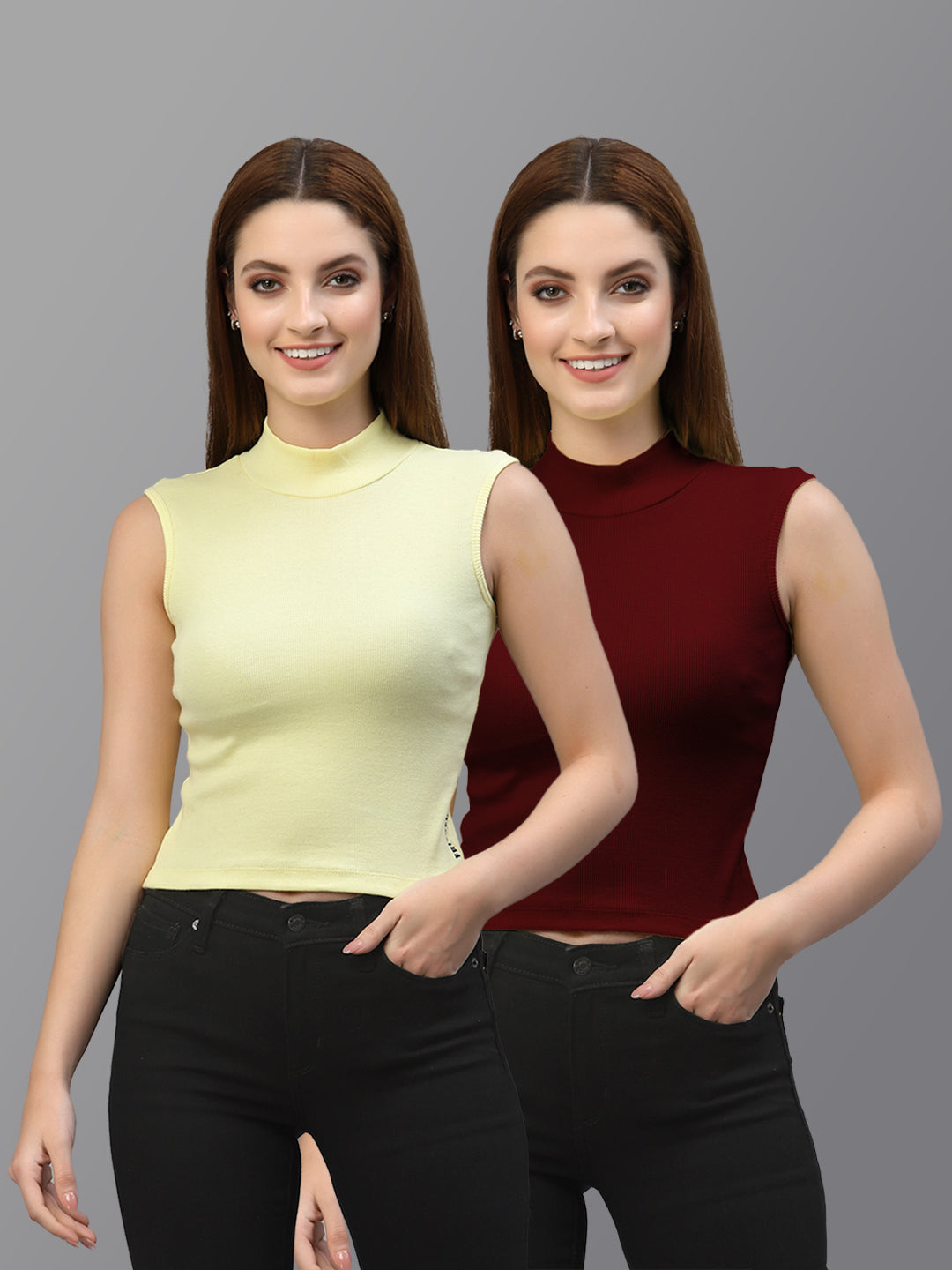 Women Pack Of 2 Solid Crop Top - Friskers