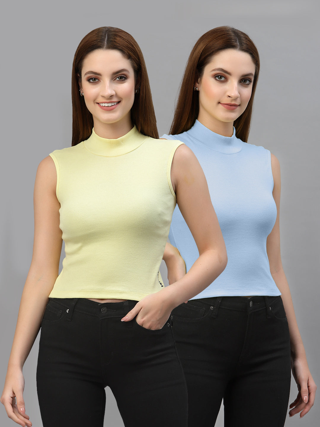 Women Pack Of 2 Solid Crop Top - Friskers