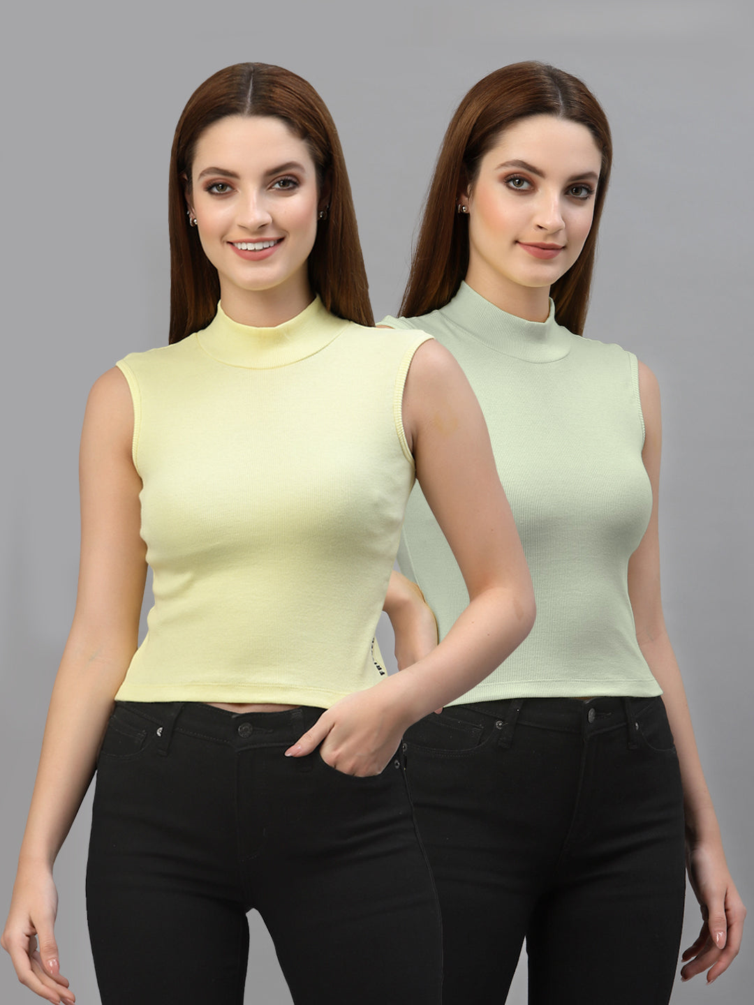Women Pack Of 2 Solid Crop Top - Friskers