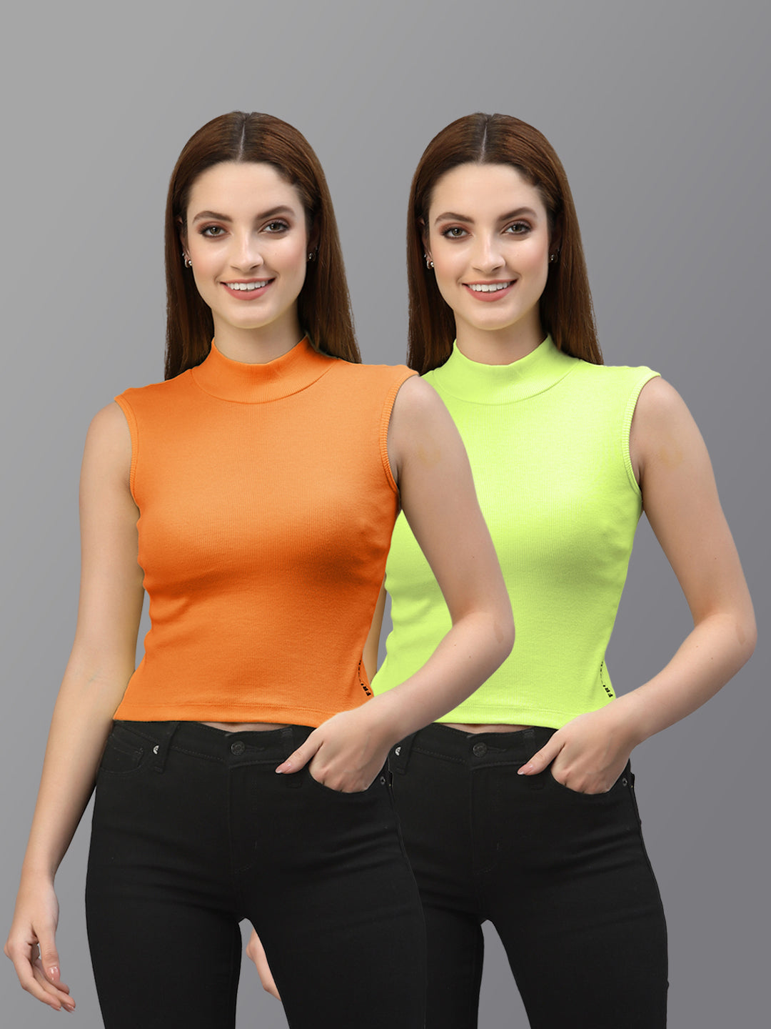 Women Pack Of 2 Solid Crop Top - Friskers