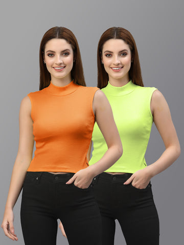 Women Pack Of 2 Solid Crop Top - Friskers