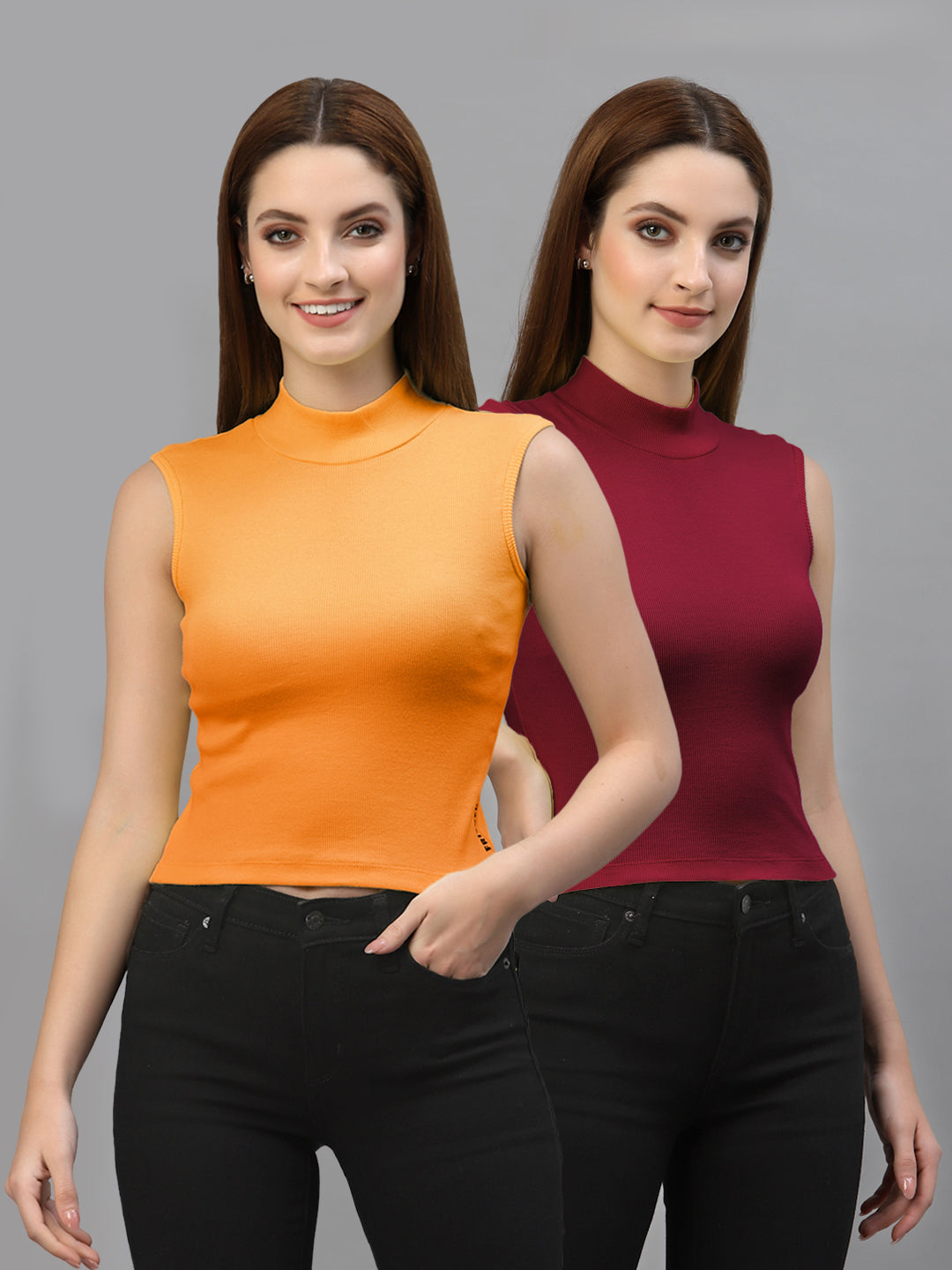 Women Pack Of 2 Solid Crop Top - Friskers