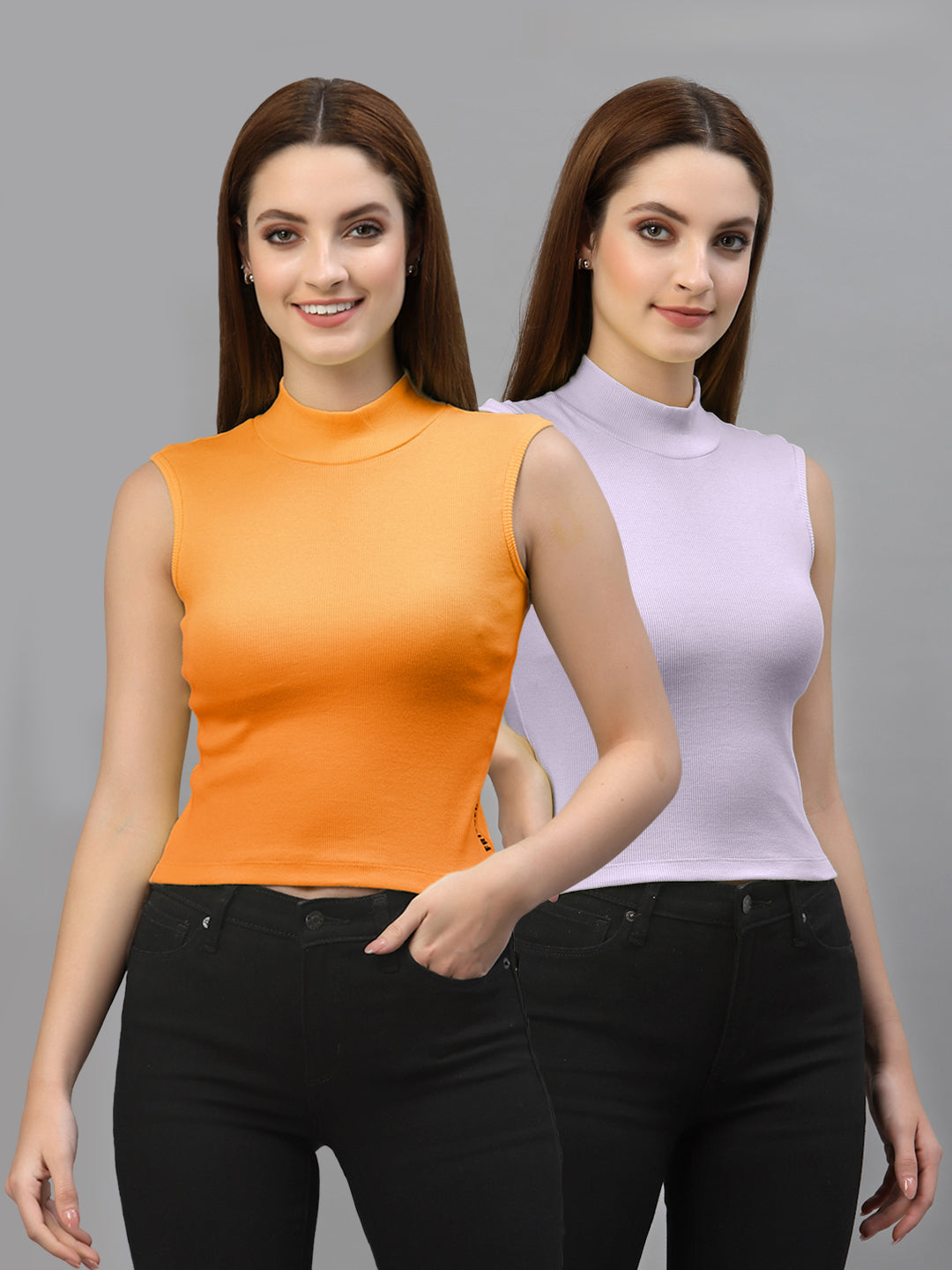Women Pack Of 2 Solid Crop Top - Friskers