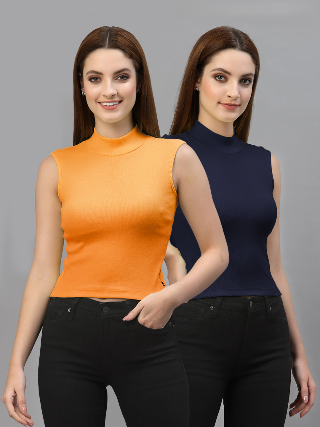 Women Pack Of 2 Solid Crop Top - Friskers
