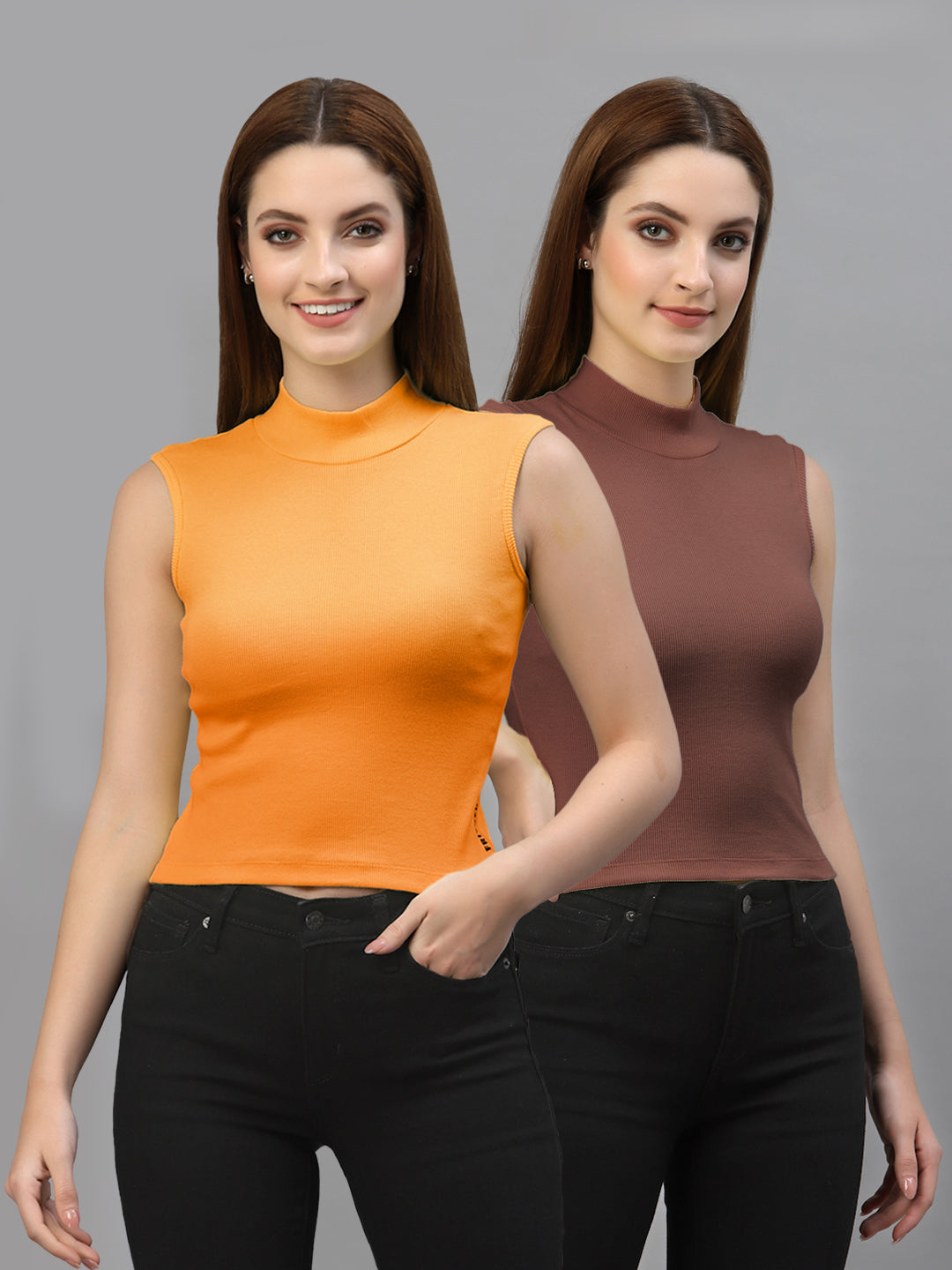 Women Pack Of 2 Solid Crop Top - Friskers