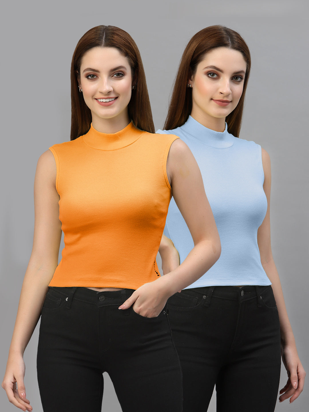Women Pack Of 2 Solid Crop Top - Friskers