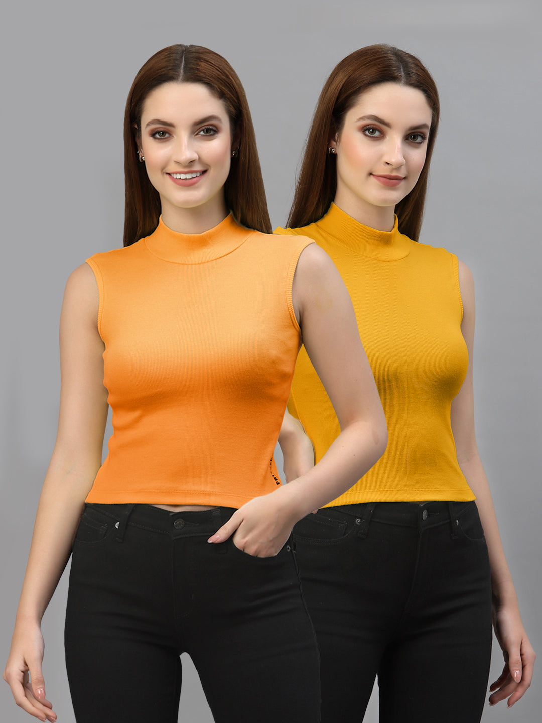 Women Pack Of 2 Solid Crop Top - Friskers