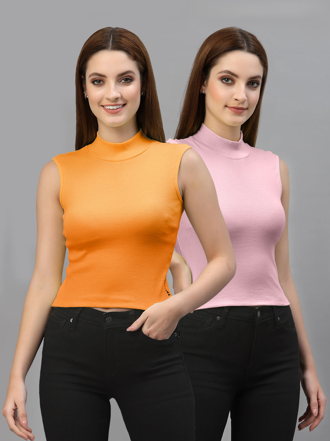 Women Pack Of 2 Solid Crop Top - Friskers