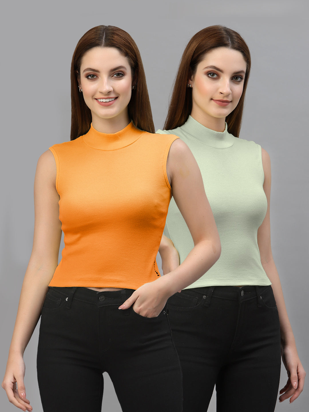 Women Pack Of 2 Solid Crop Top - Friskers