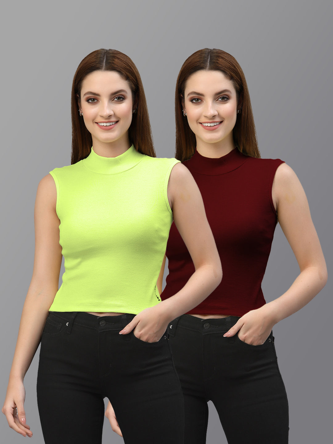 Women Pack Of 2 Solid Crop Top - Friskers