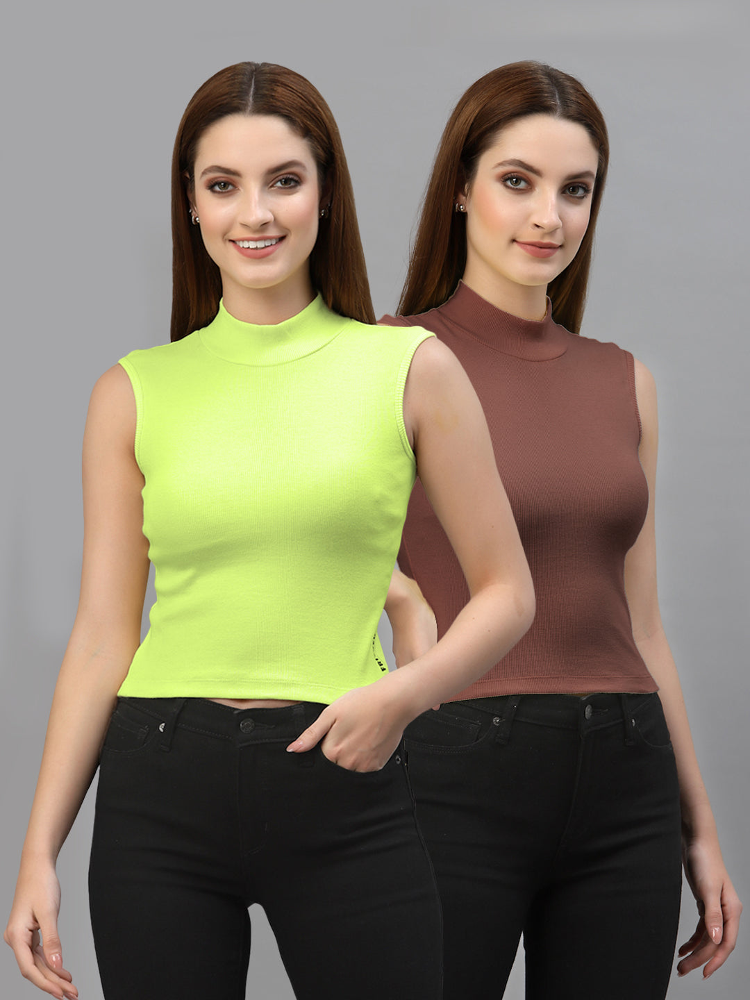 Women Pack Of 2 Solid Crop Top - Friskers