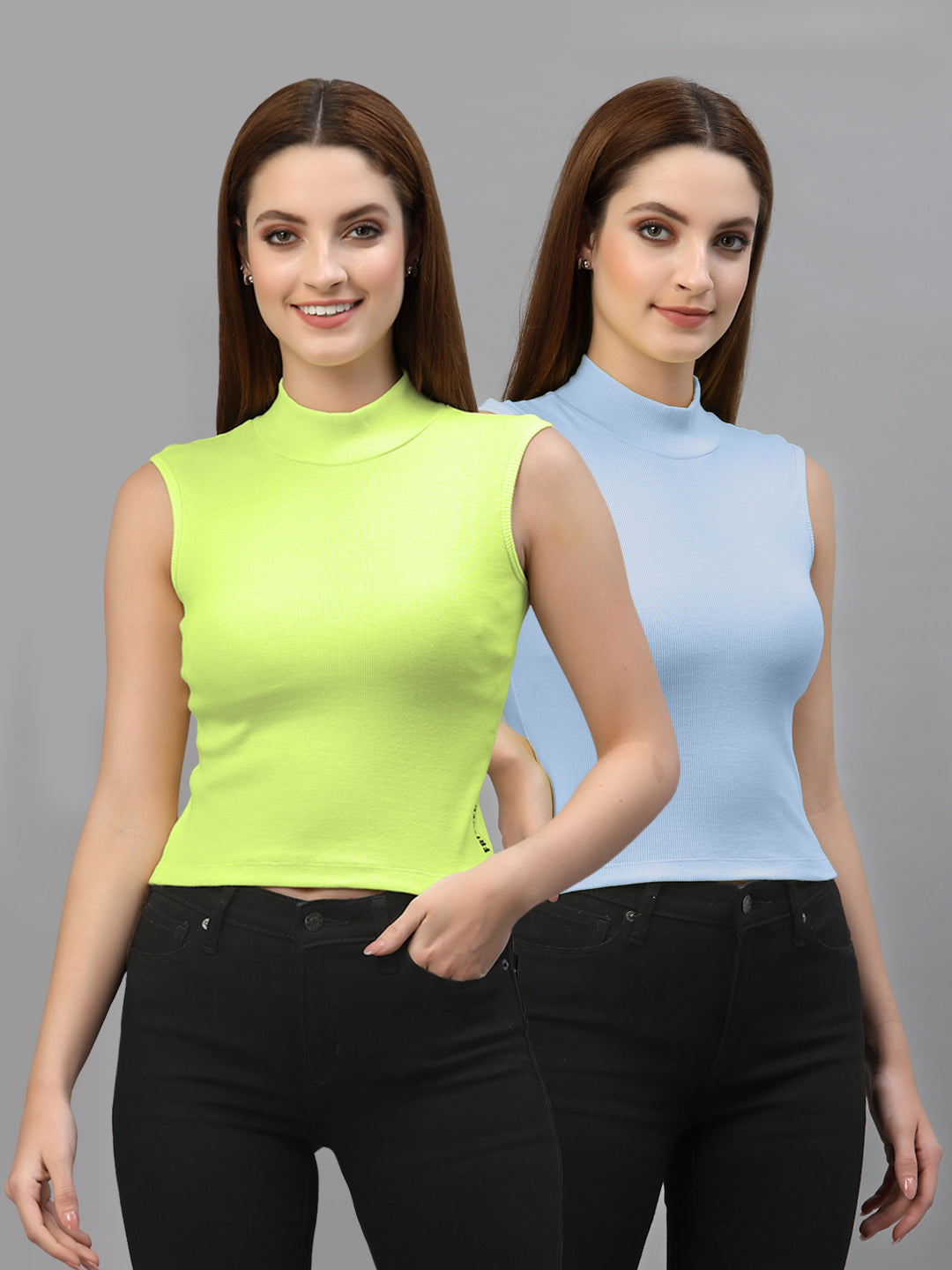 Women Pack Of 2 Solid Crop Top - Friskers