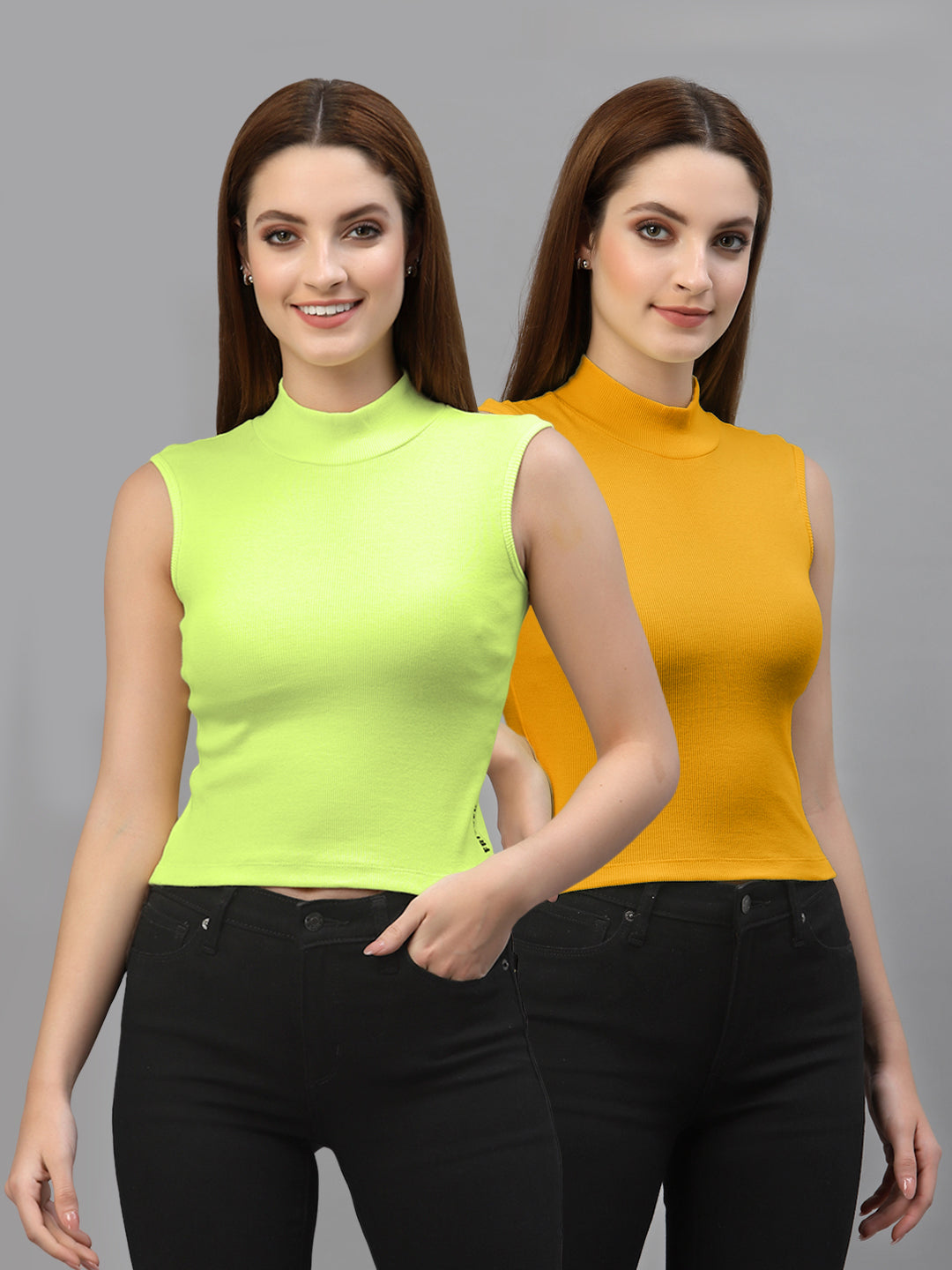 Women Pack Of 2 Solid Crop Top - Friskers