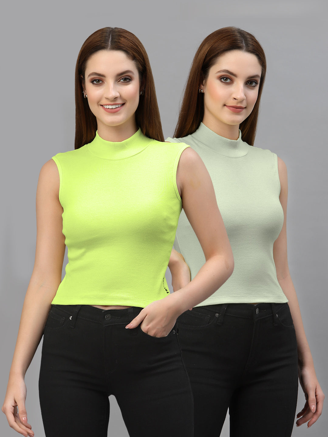 Women Pack Of 2 Solid Crop Top - Friskers
