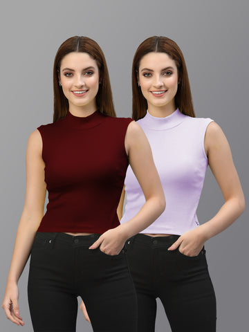 Women Pack Of 2 Solid Crop Top - Friskers
