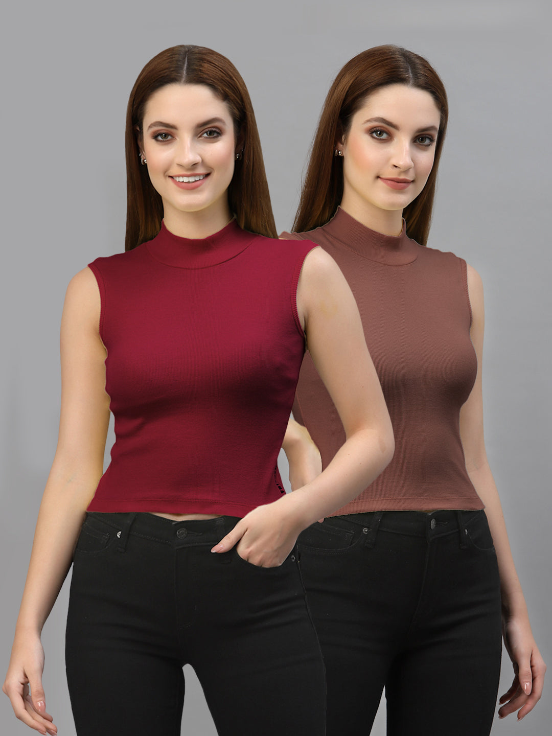 Women Pack Of 2 Solid Crop Top - Friskers