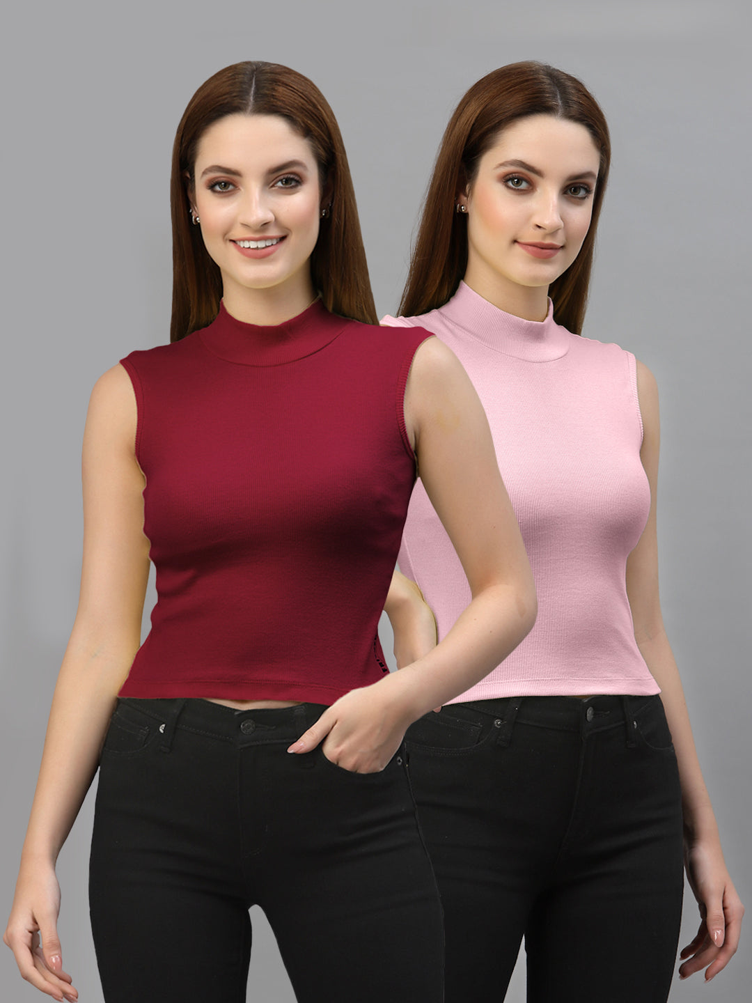 Women Pack Of 2 Solid Crop Top - Friskers