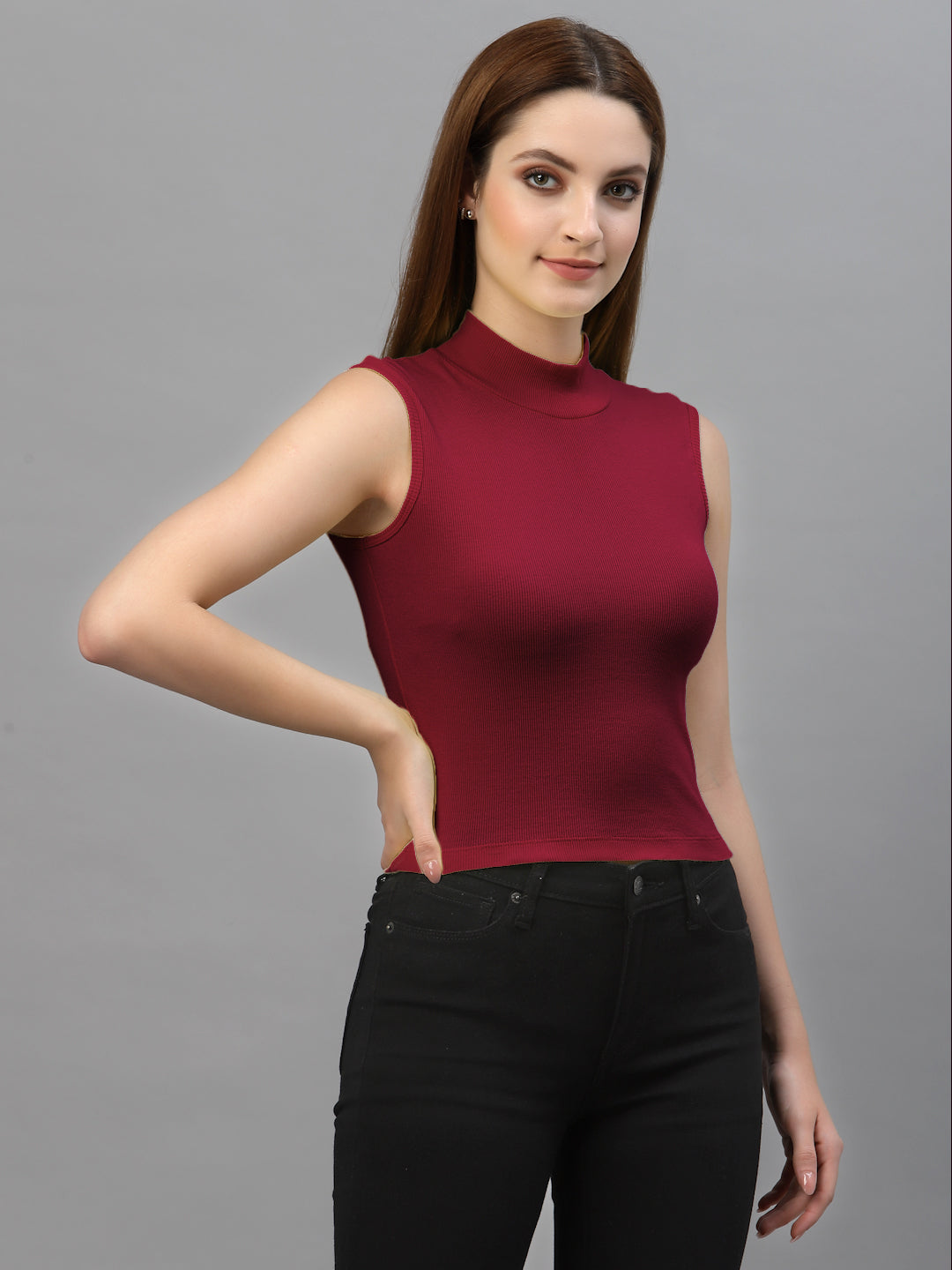 Women Solid Sleeveless Crop Top - Friskers