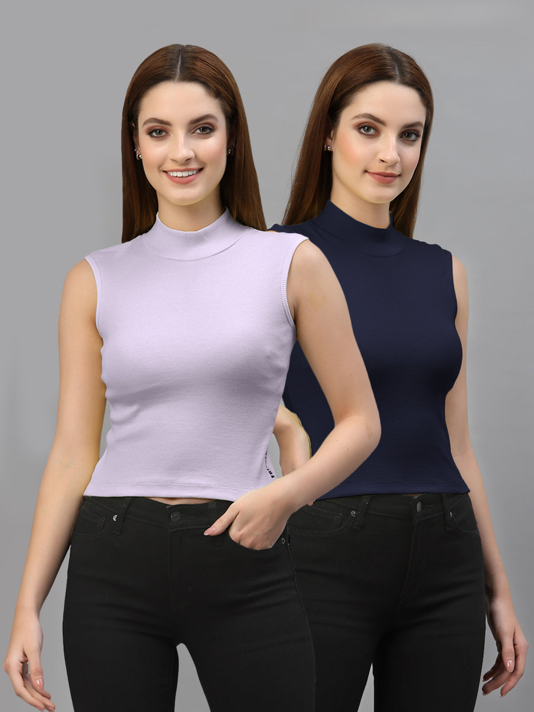 Women Pack Of 2 Solid Crop Top - Friskers