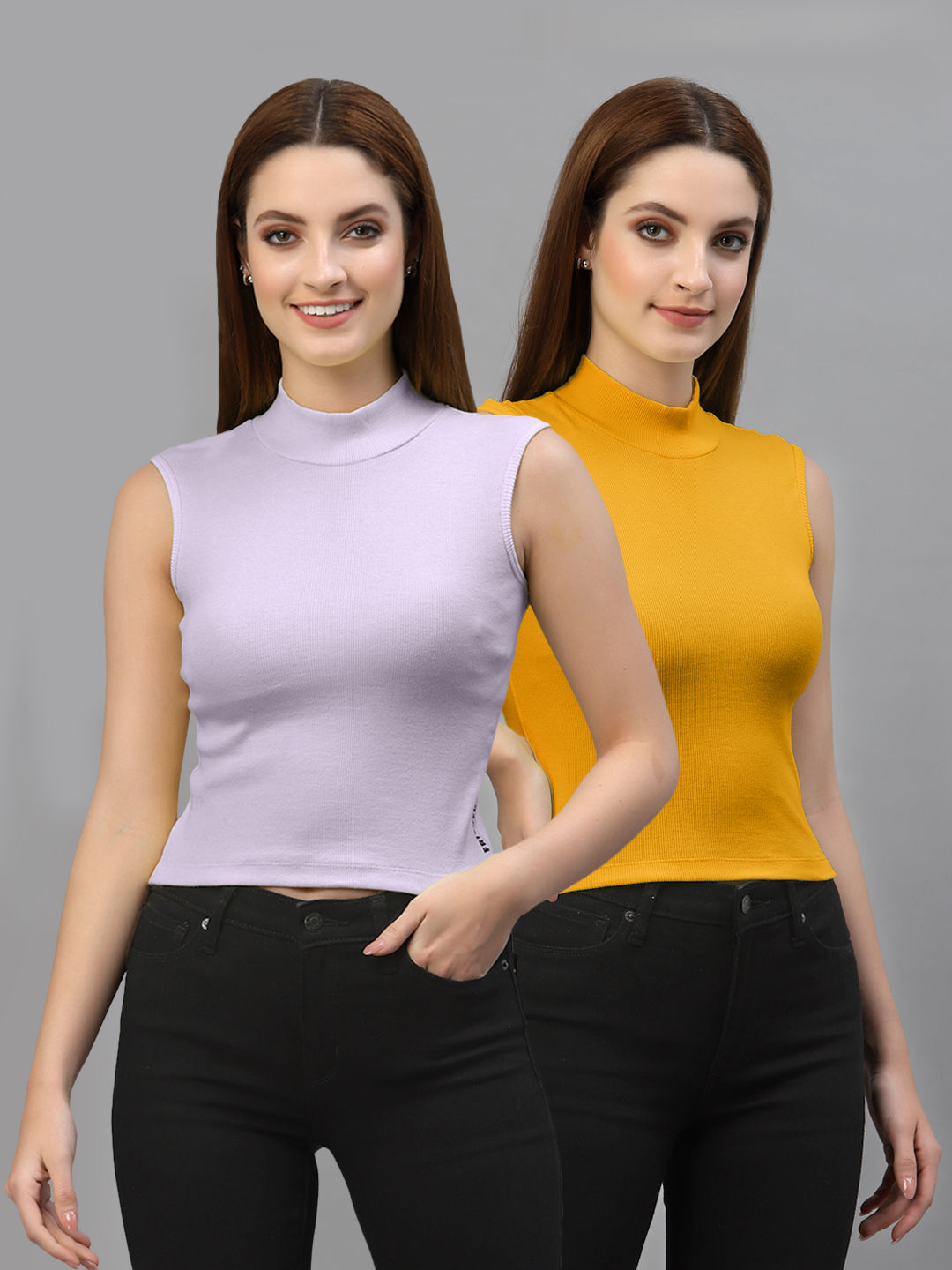 Women Pack Of 2 Solid Crop Top - Friskers