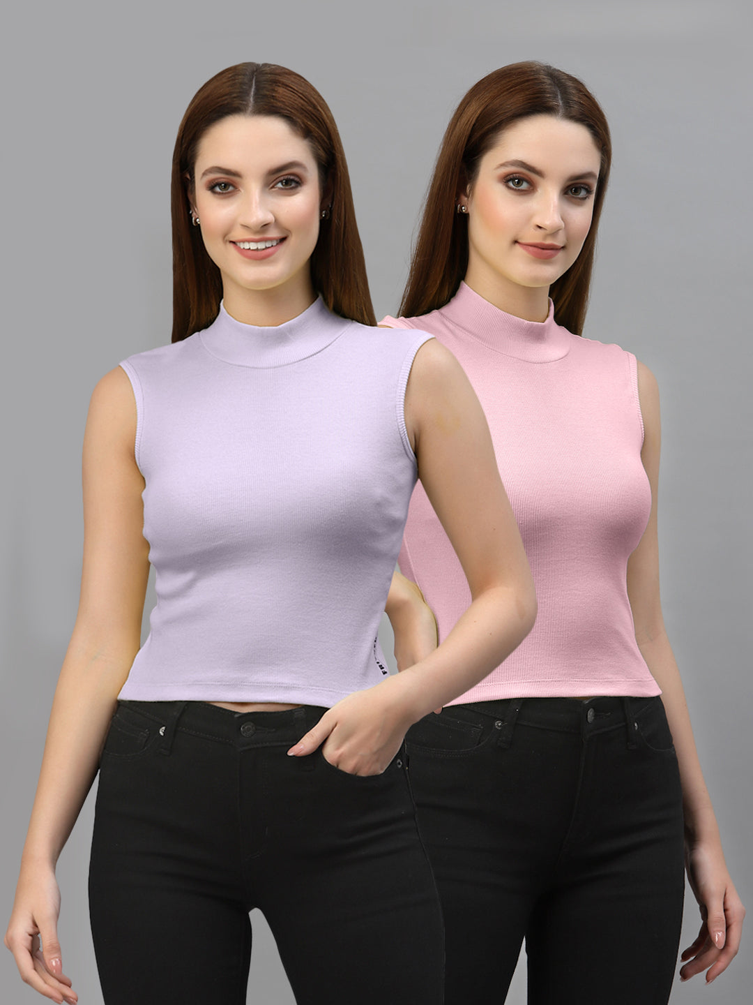 Women Pack Of 2 Solid Crop Top - Friskers