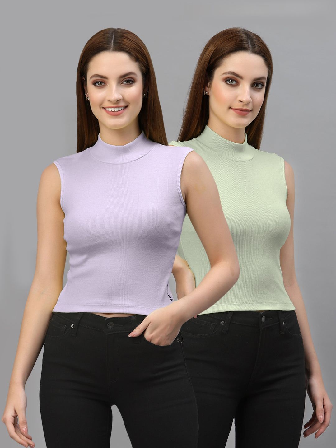 Women Pack Of 2 Solid Crop Top - Friskers