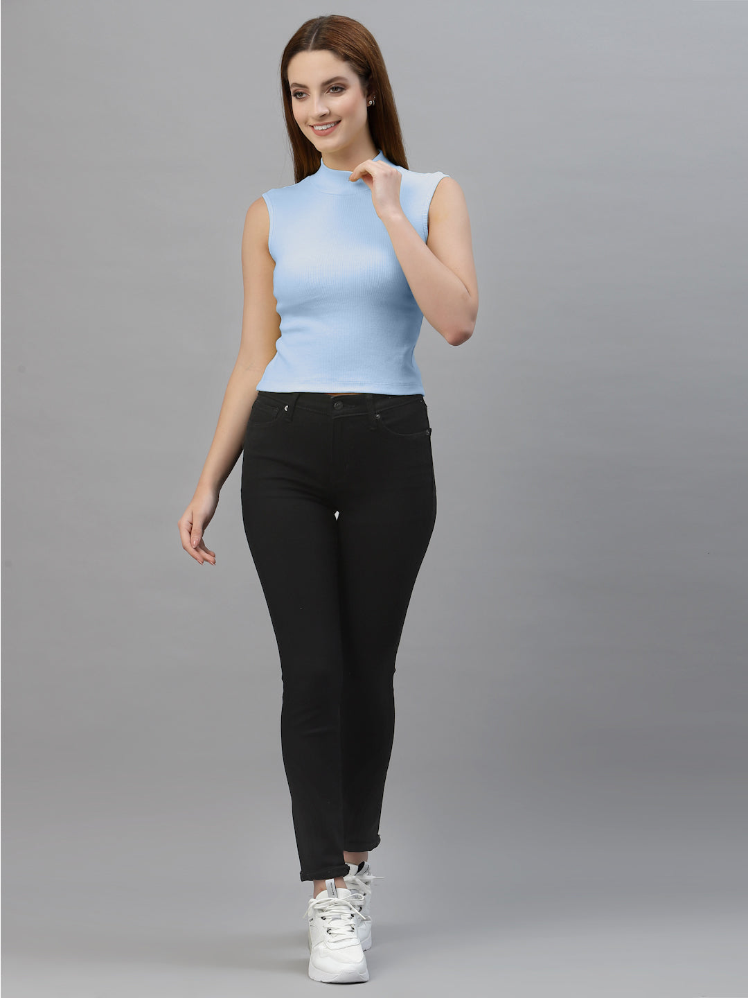 Women Solid Sleeveless Crop Top - Friskers