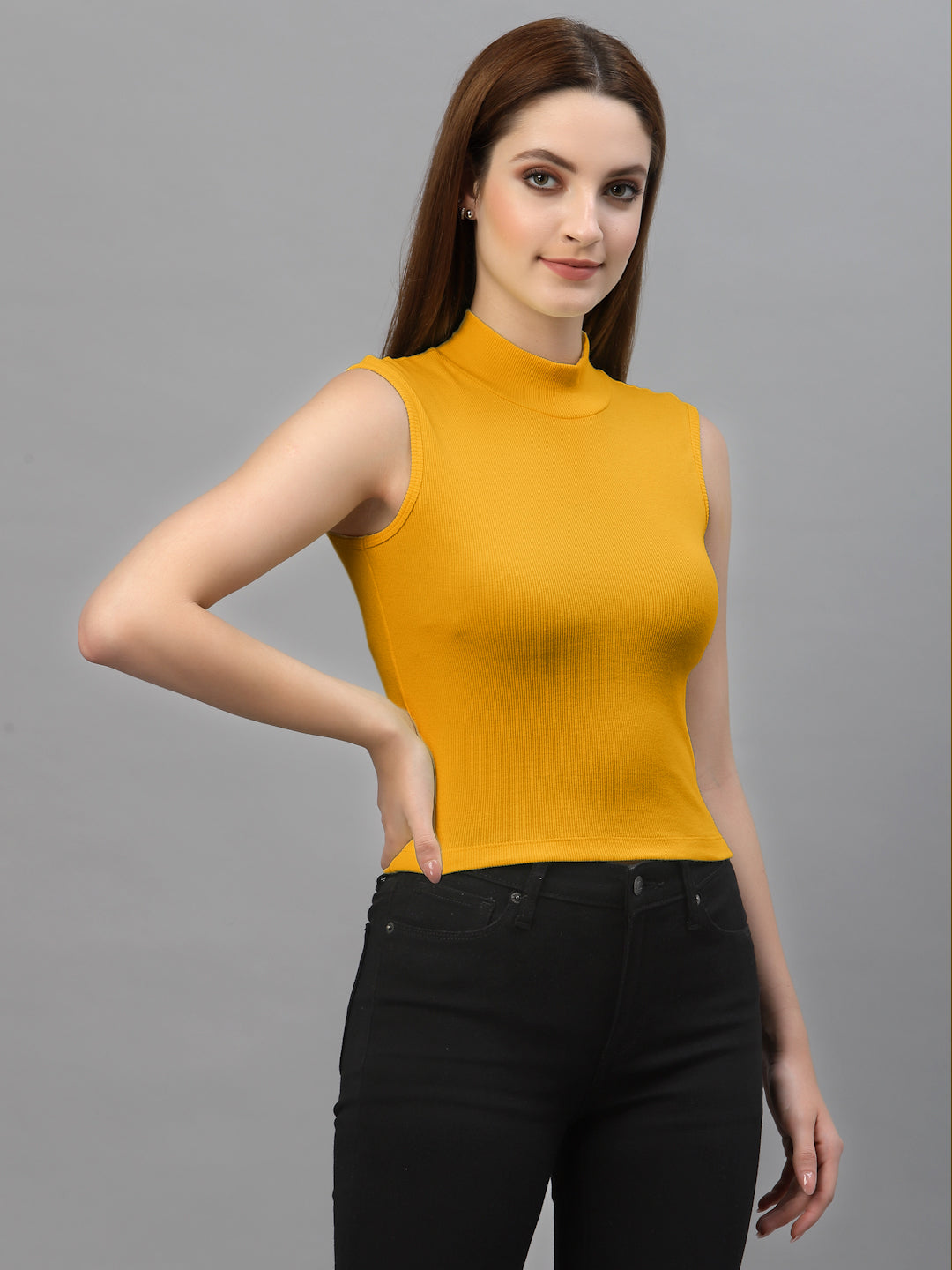 Women Solid Sleeveless Crop Top - Friskers