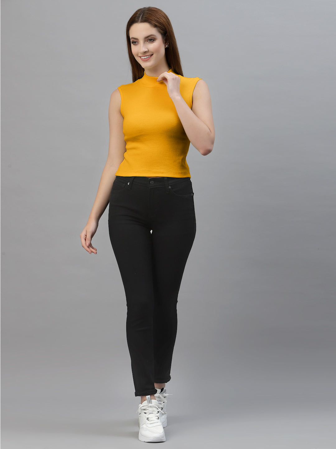 Women Solid Sleeveless Crop Top - Friskers