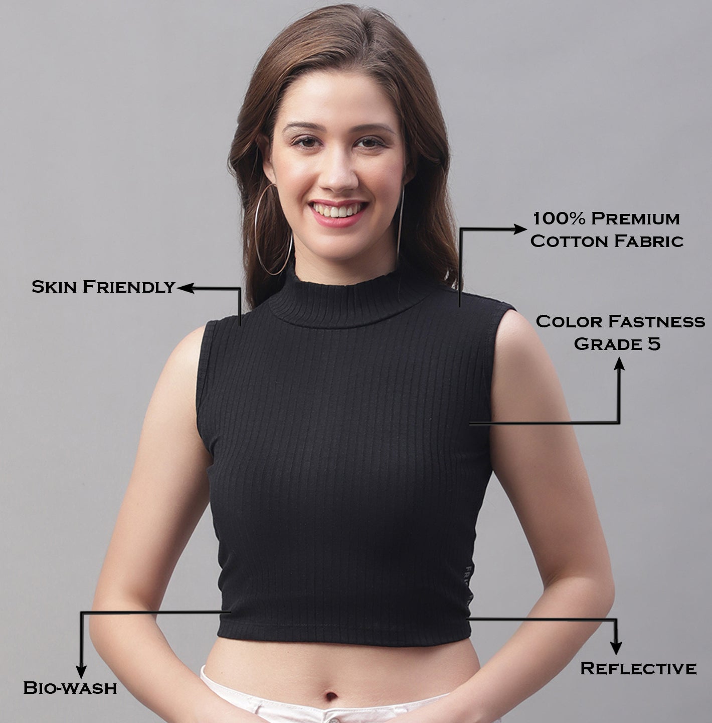 Friskers Women Solid Side Cut Crop Top - Friskers