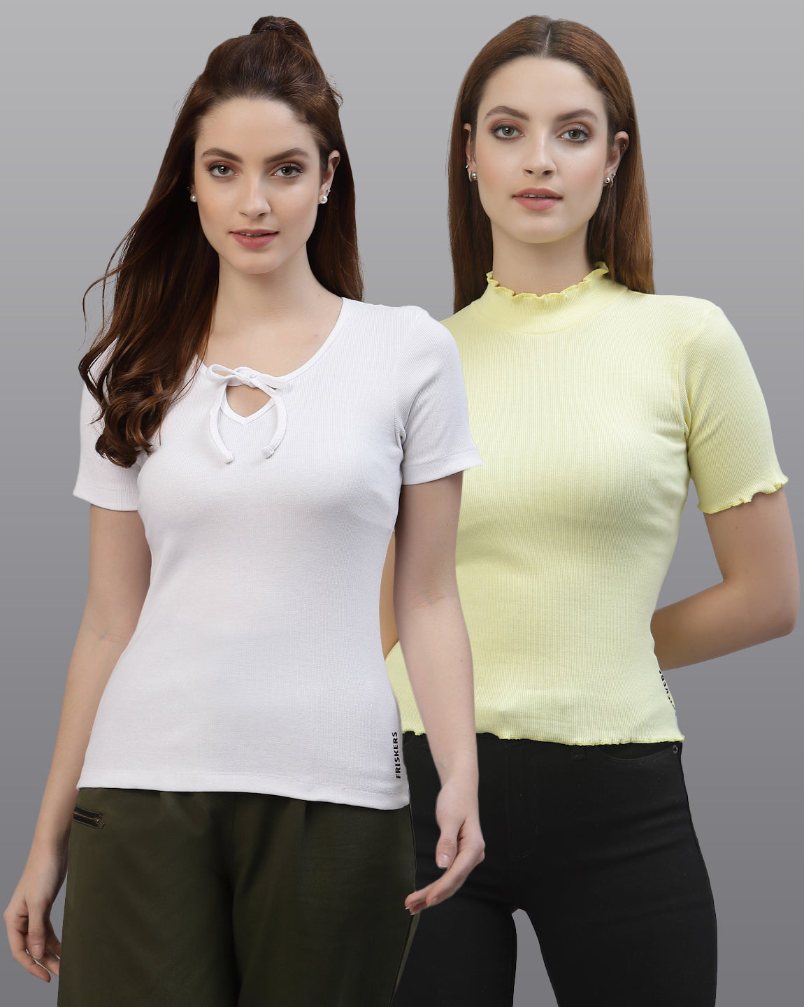 Women Pack Of 2 Pure Cotton Ribbed Top - Friskers