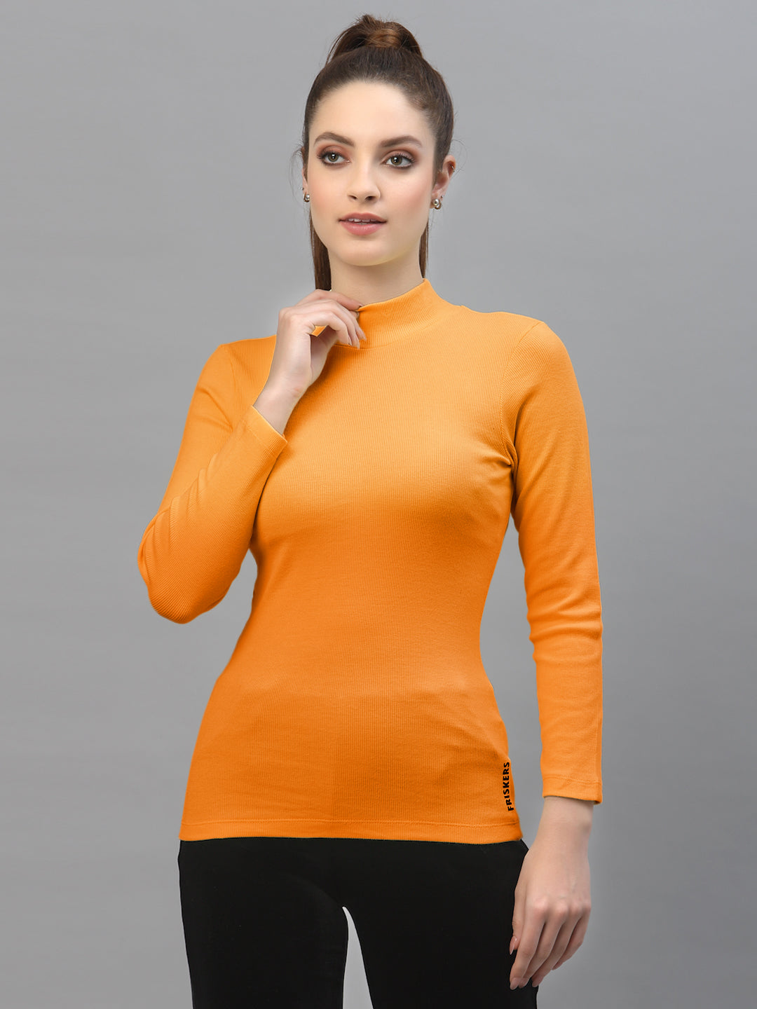 Women Pack Of 2 High Neck Full Sleeves Pure Cotton Top - Friskers