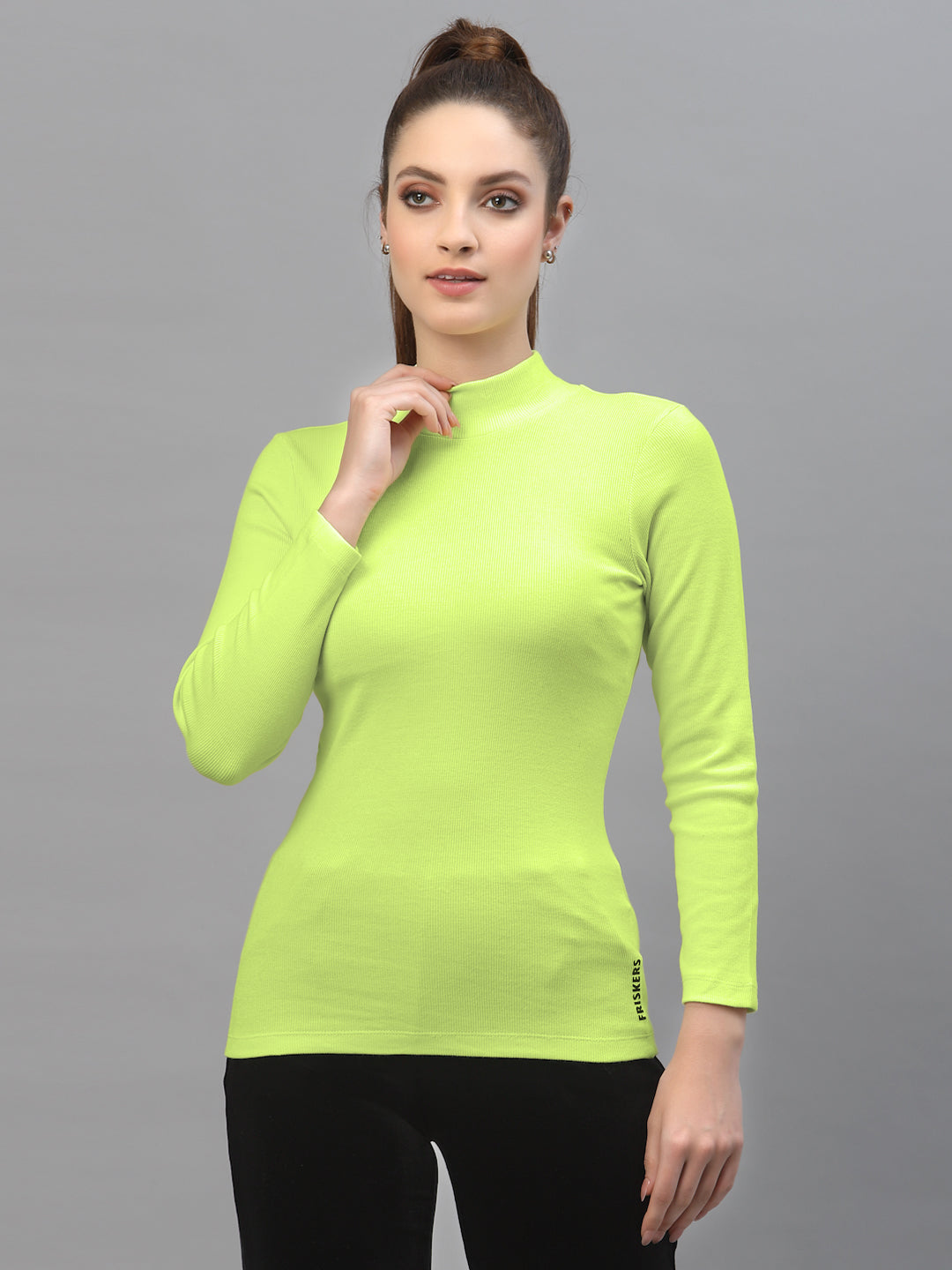 Women Pack Of 2 High Neck Full Sleeves Pure Cotton Top - Friskers