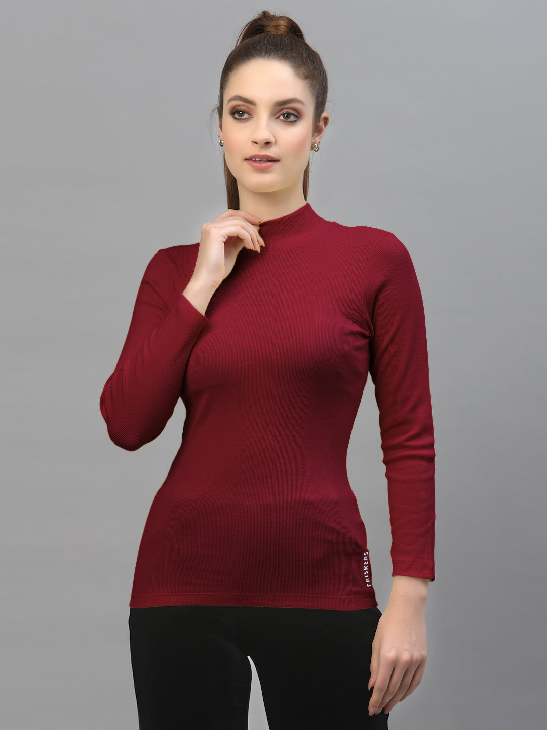 Women Pack Of 2 High Neck Full Sleeves Pure Cotton Top - Friskers