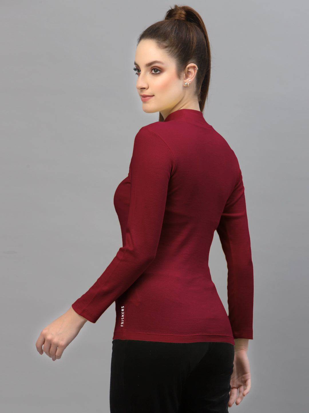 Women Pack Of 2 High Neck Full Sleeves Pure Cotton Top - Friskers