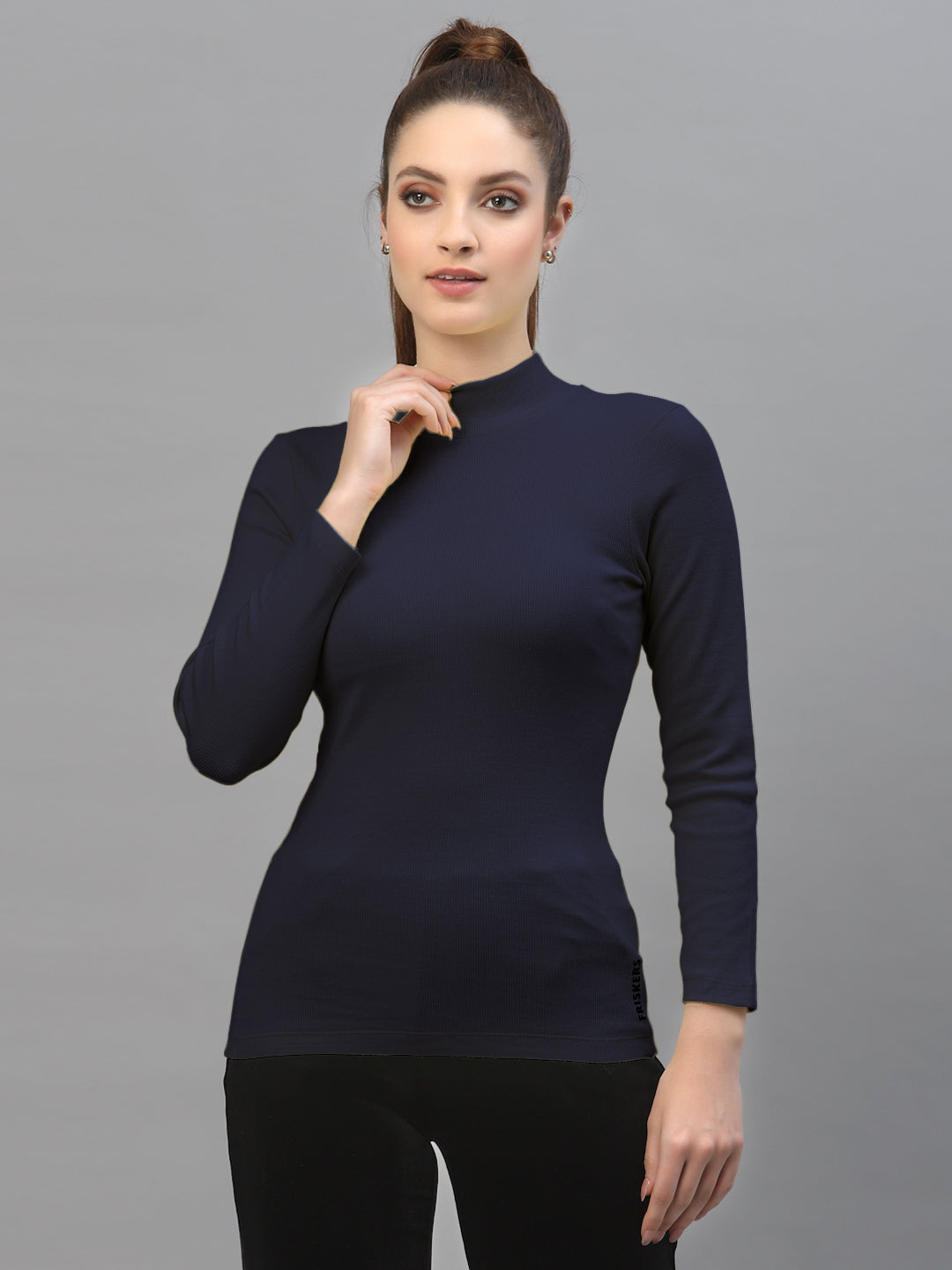 Women Pack Of 2 High Neck Full Sleeves Pure Cotton Top - Friskers