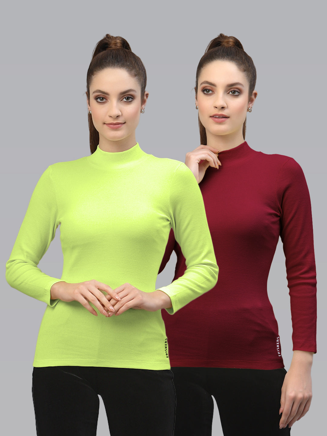 Women Pack Of 2 High Neck Pure Cotton sustainable Top - Friskers