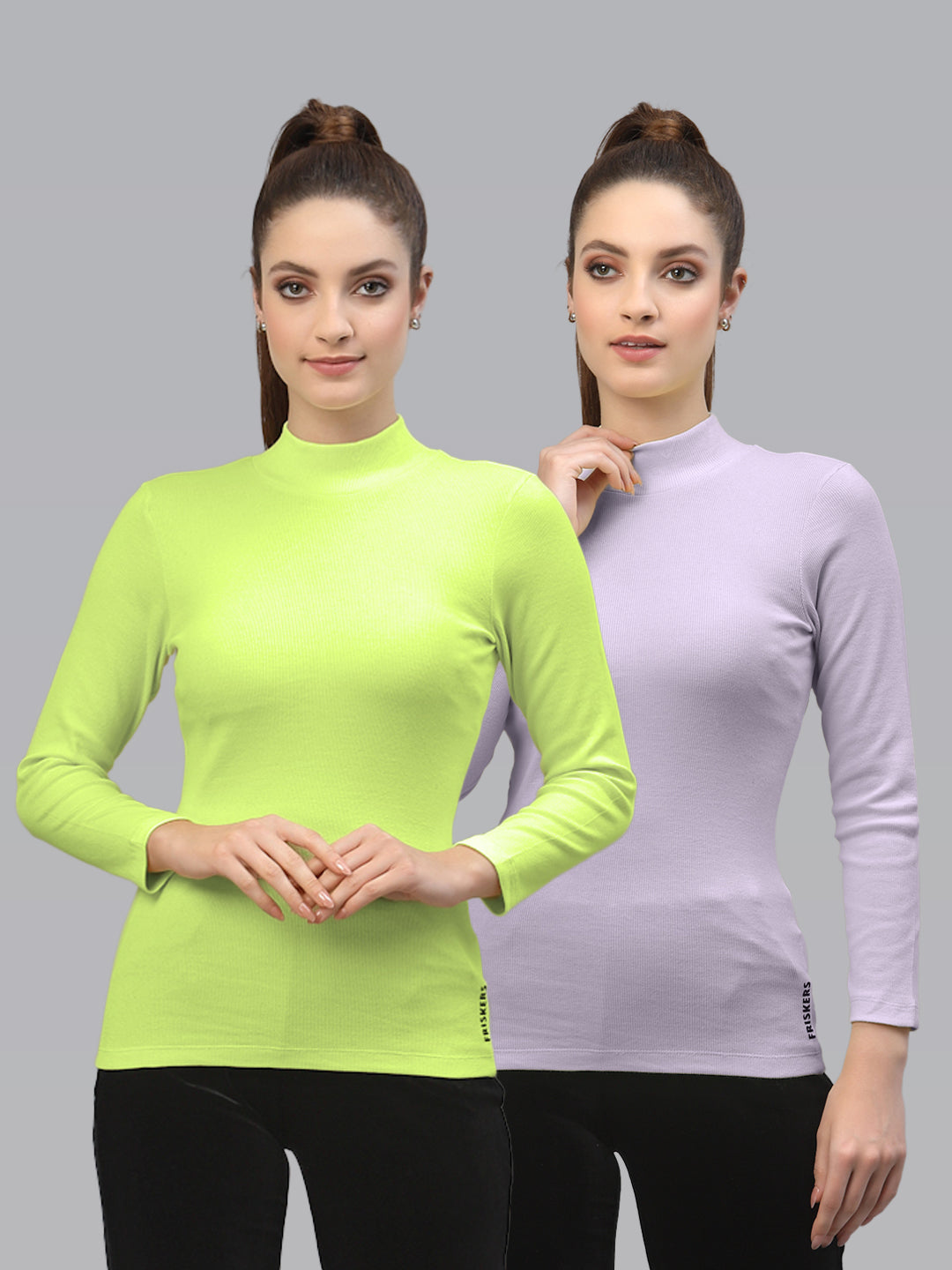 Women Pack Of 2 High Neck Pure Cotton sustainable Top - Friskers