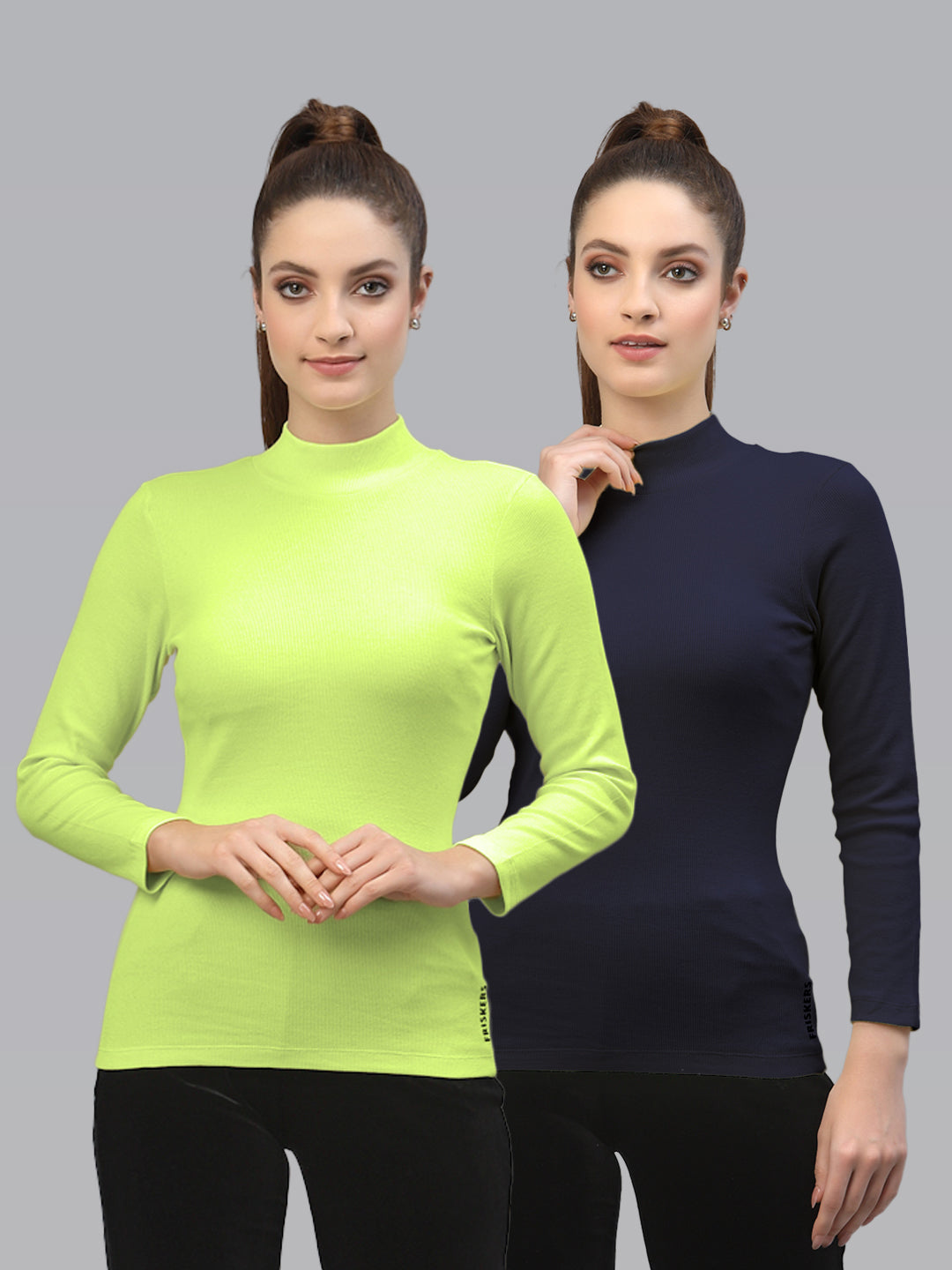 Women Pack Of 2 High Neck Pure Cotton sustainable Top - Friskers