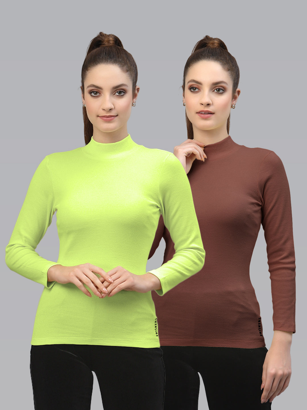 Women Pack Of 2 High Neck Pure Cotton sustainable Top - Friskers