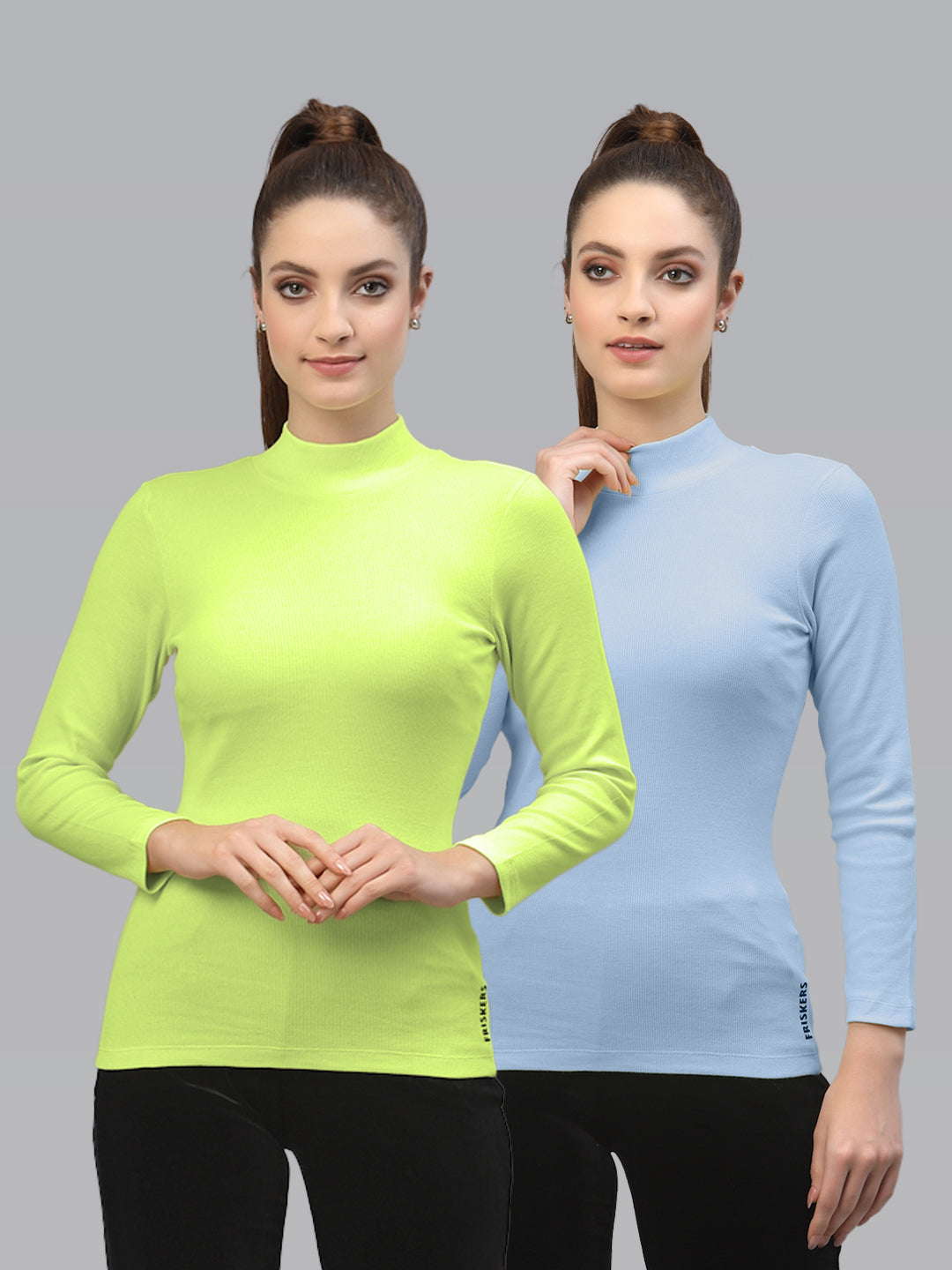Women Pack Of 2 High Neck Pure Cotton sustainable Top - Friskers