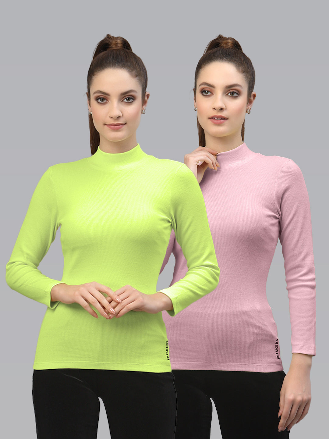 Women Pack Of 2 High Neck Pure Cotton sustainable Top - Friskers