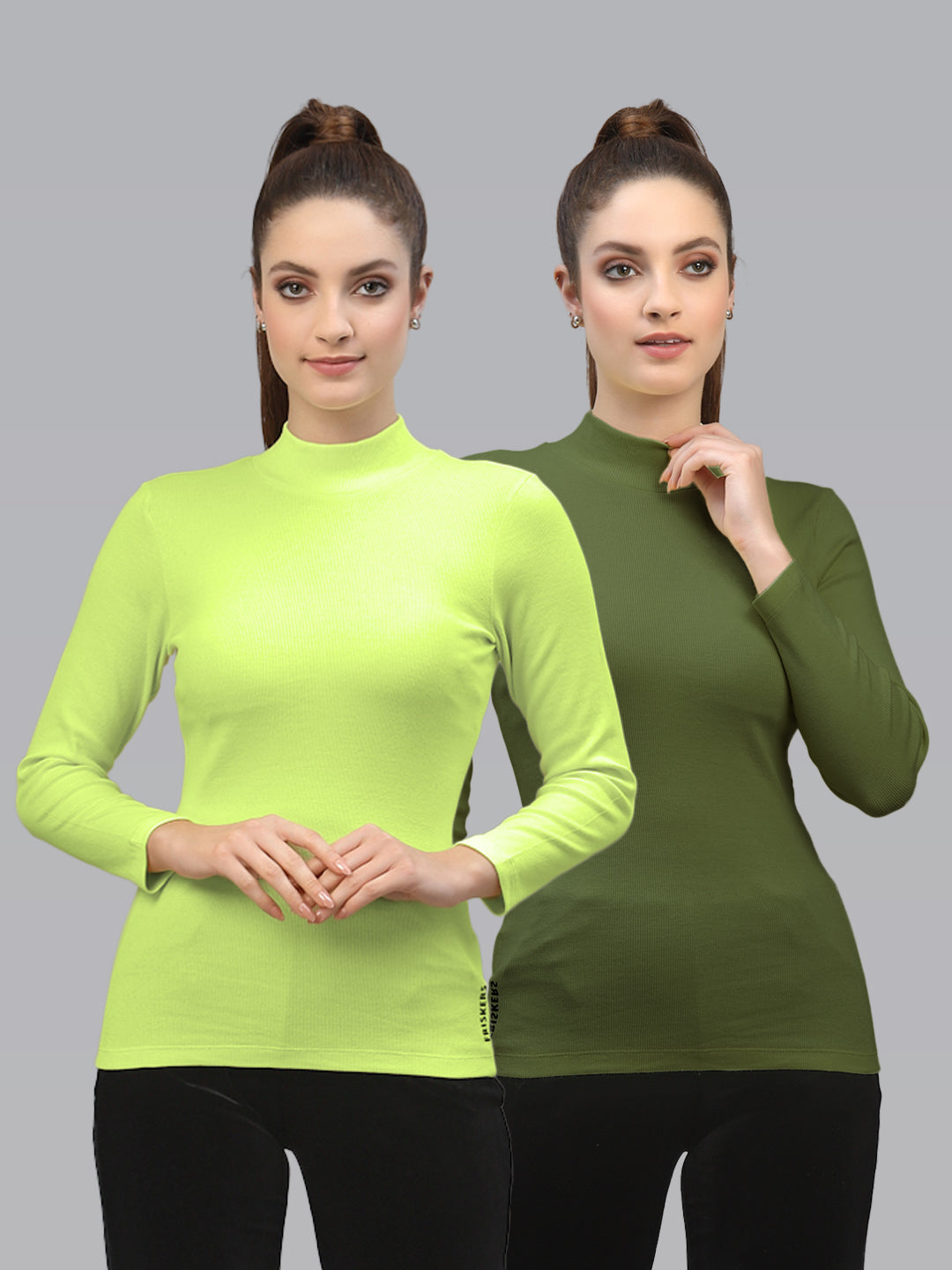 Women Pack Of 2 High Neck Pure Cotton sustainable Top - Friskers