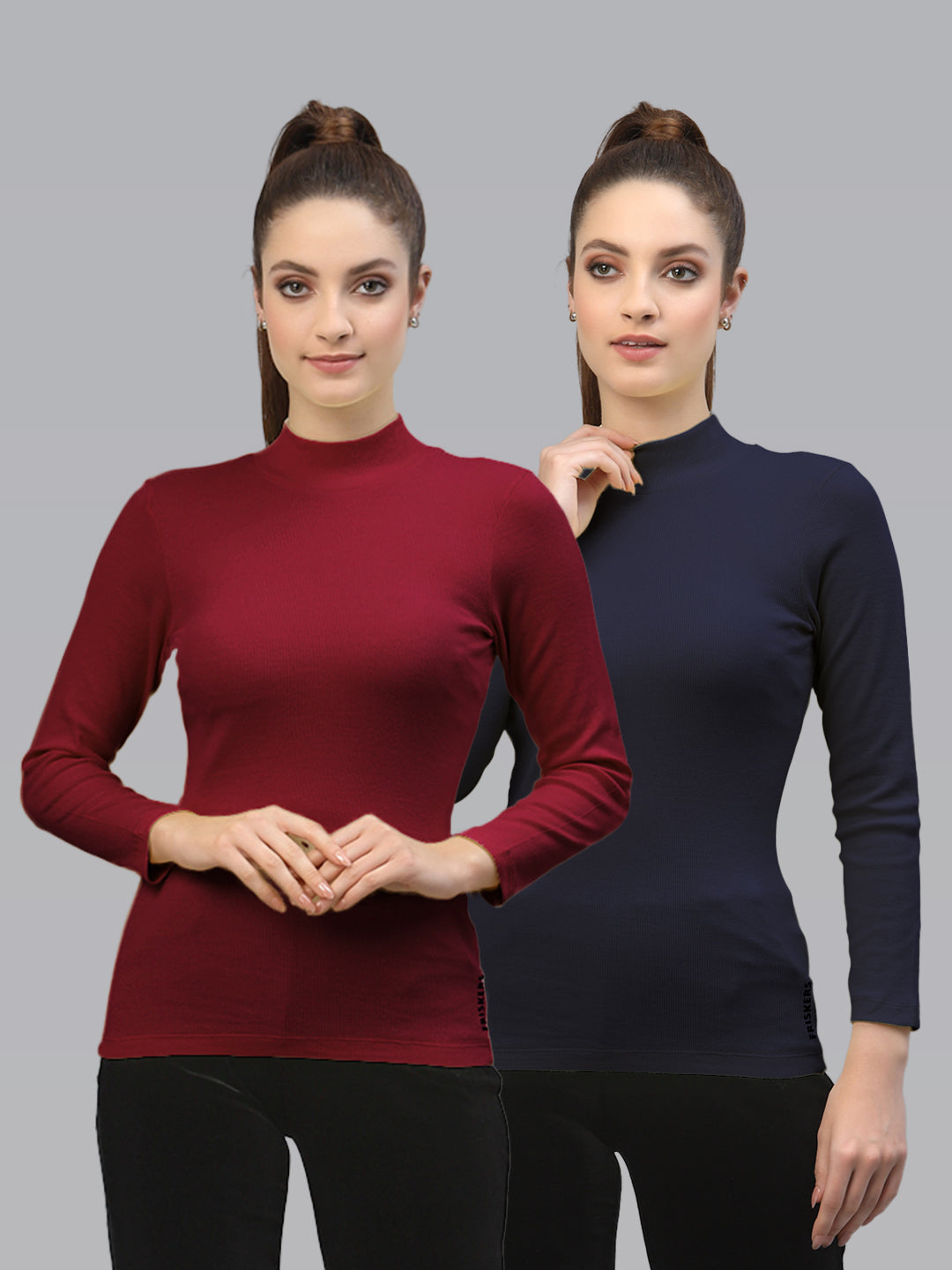 Women Pack Of 2 Full Sleeve Pure Cotton sustainable Top - Friskers