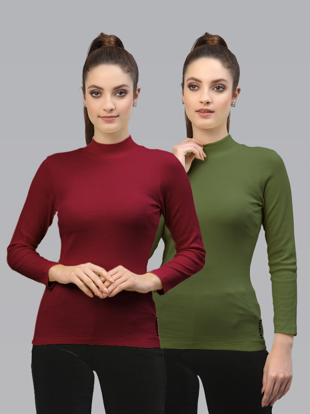 Women Pack Of 2 Full Sleeve Pure Cotton sustainable Top - Friskers